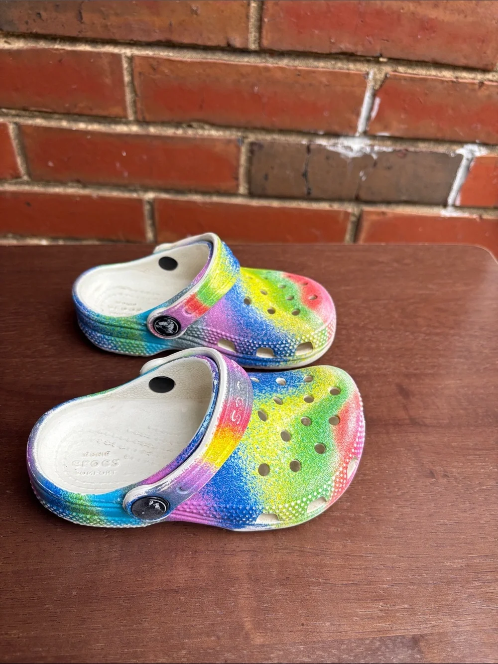 CROCS Kids Tie-Dye Slip-On Clogs in Rainbow Colors